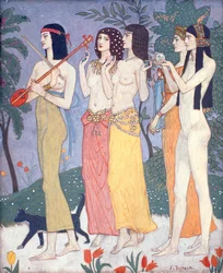 Sebas drottnings följeslagare (tempera på panel)